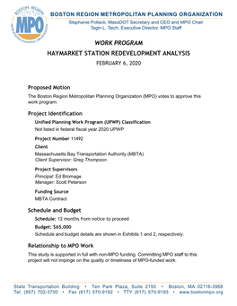 Haymarket Station Redevelopment Analysis February 6, 2020