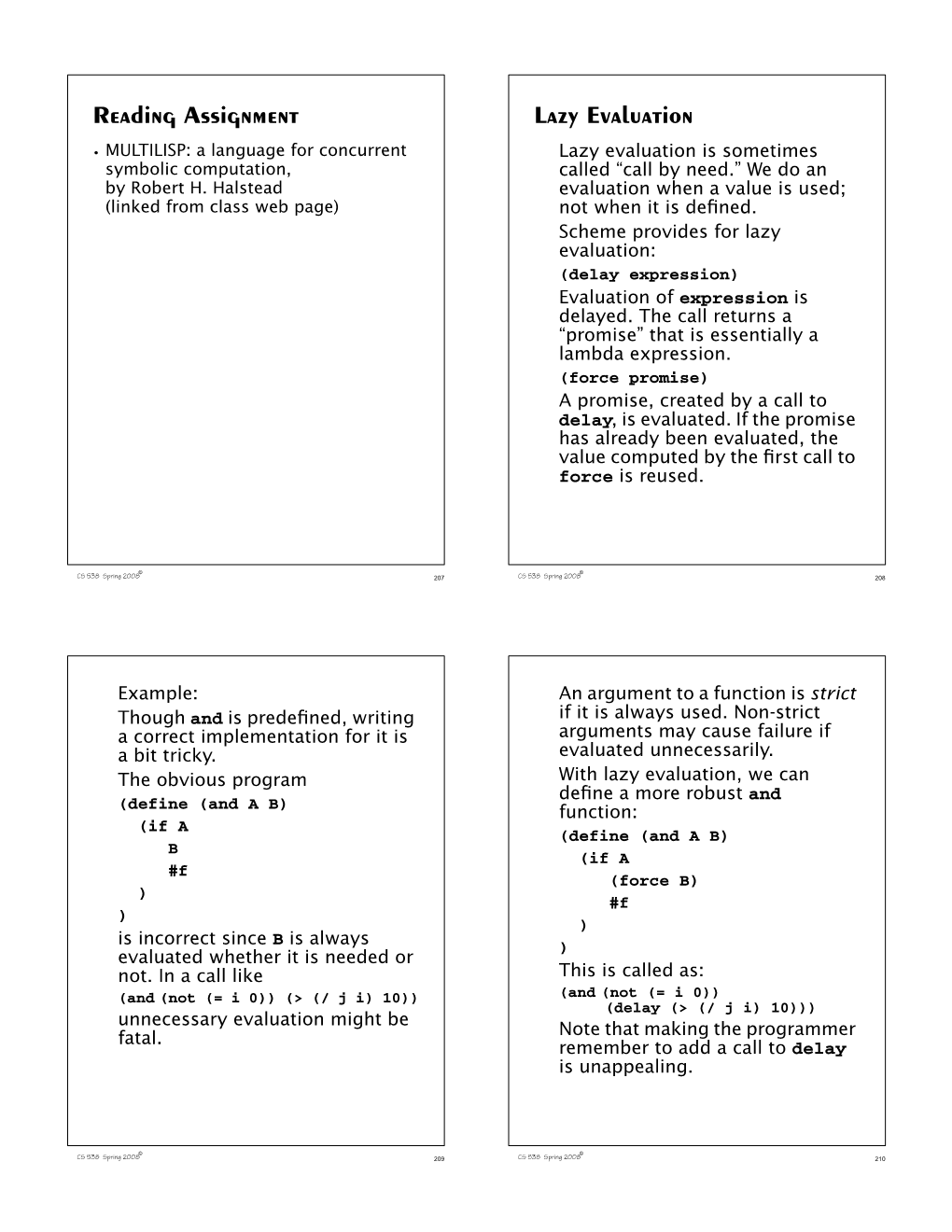 Reading Assignment Lazy Evaluation