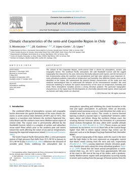 Climatic Characteristics of the Semi-Arid Coquimbo Region in Chile