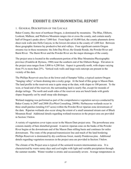 Exhibit E: Environmental Report