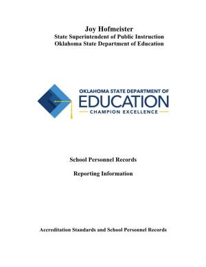 Accreditation Standards and School Personnel Records