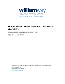 Tommi Avicolli Mecca Collection, 1967-1992 : Ms.Coll.25
