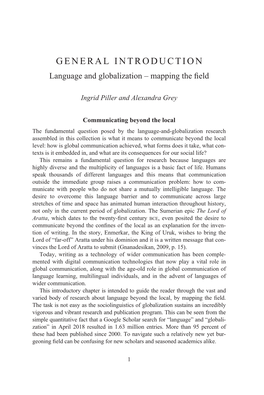 General Introduction Language and Globalization – Mapping the Field