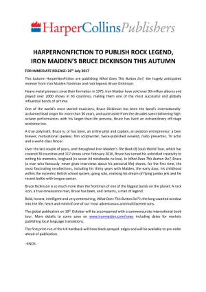 Harpernonfiction to Publish Rock Legend, Iron Maiden's