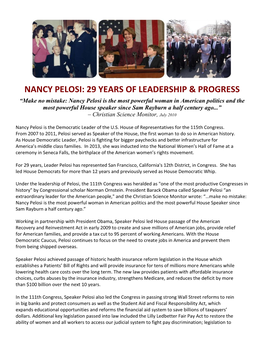 Nancy Pelosi: 29 Years of Leadership & Progress