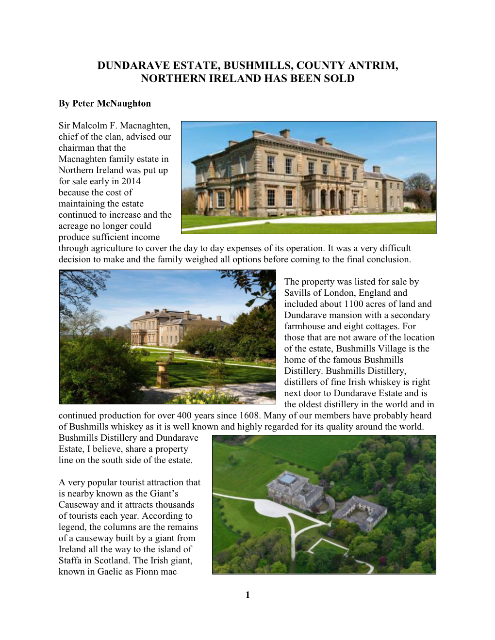 Dundarave Estate, Bushmills, County Antrim, Northern Ireland Has Been Sold