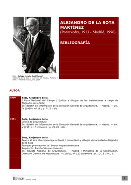 ALEJANDRO DE LA SOTA MARTÍNEZ (Pontevedra, 1913 - Madrid, 1996)