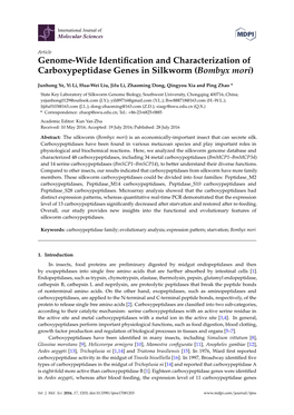 Genome-Wide Identification and Characterization of Carboxypeptidase Genes in Silkworm (Bombyx Mori)