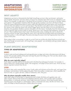 Adaptations Background Information