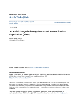 An Analytic Image-Technology Inventory of National Tourism Organizations (Ntos)