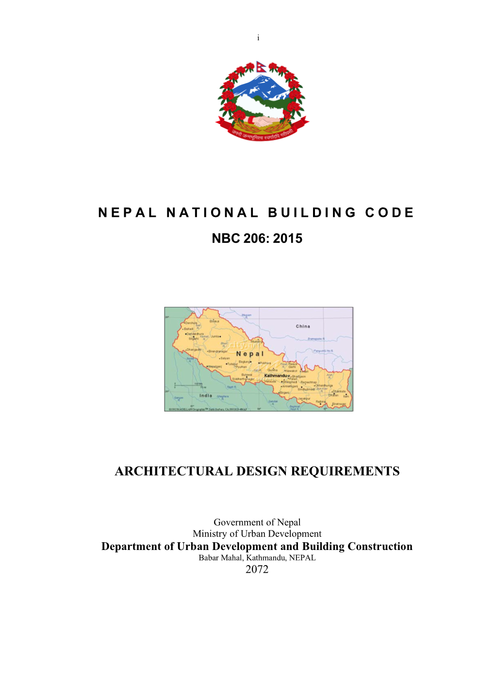 Nepal National Building Code Nbc 206: 2015 Architectural