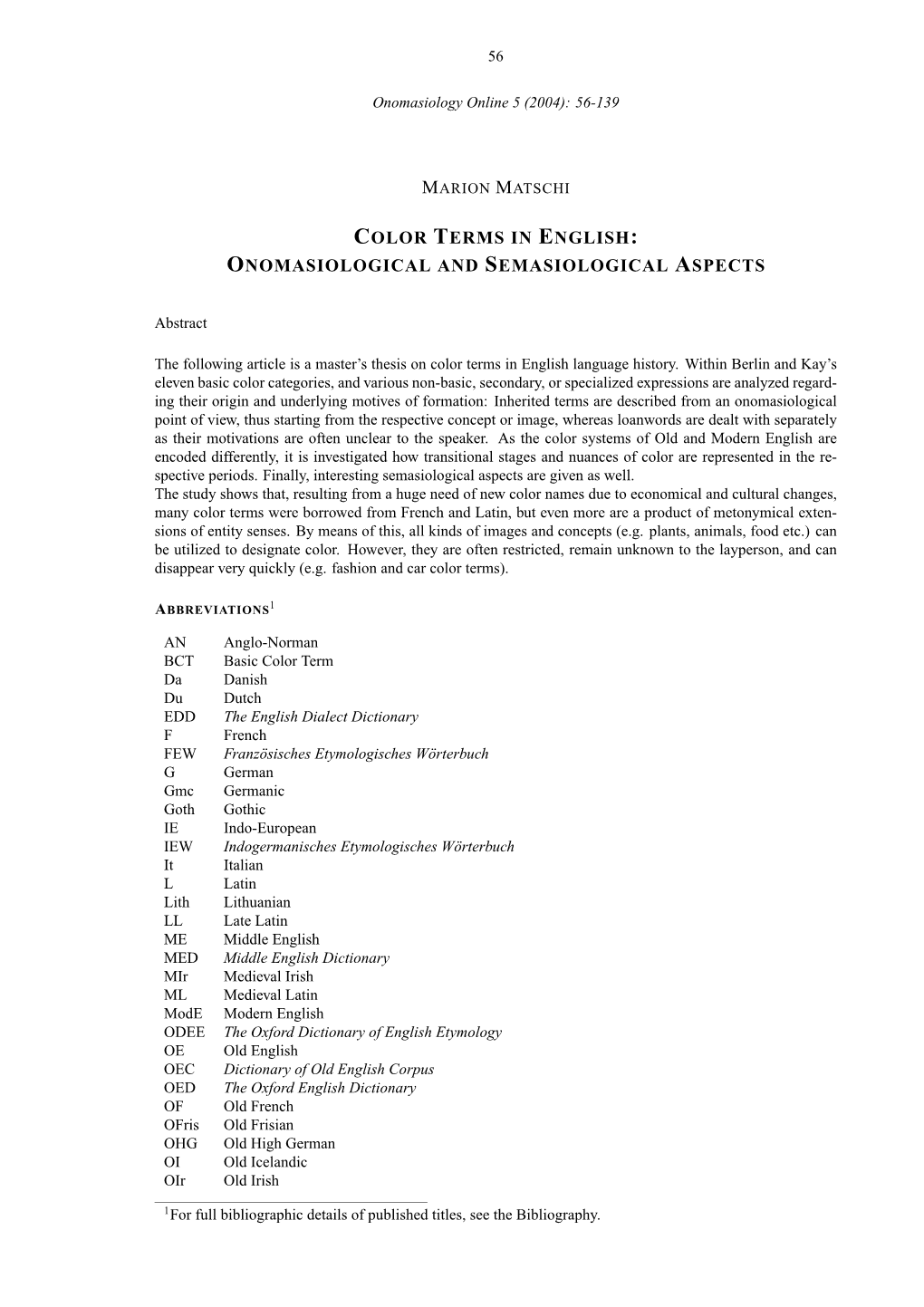 Onomasiological and Semasiological Aspects