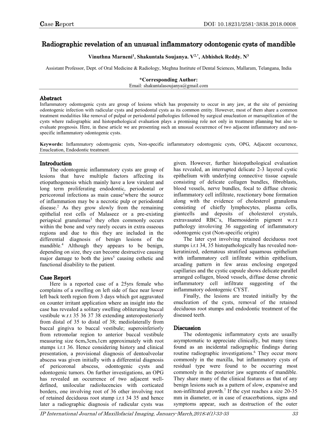 Radiographic Revelation of an Unusual Inflammatory Odontogenic Cysts of Mandible