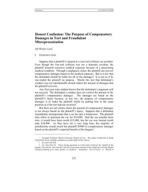 The Purpose of Compensatory Damages in Tort and Fraudulent Misrepresentation