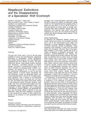 Megafaunal Extinctions and the Disappearance of a Specialized Wolf Ecomorph
