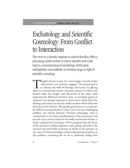 Eschatology and Scientific Cosmology: from Conflict to Interaction