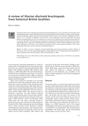 A Review of Silurian Discinoid Brachiopods from Historical British Localities