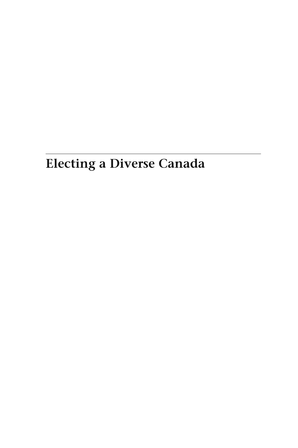 Electing a Diverse Canada