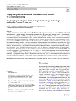 Segregated Precuneus Network and Default Mode Network in Naturalistic Imaging