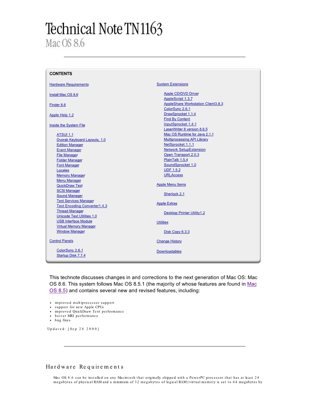 Hardware Requirements System Extensions