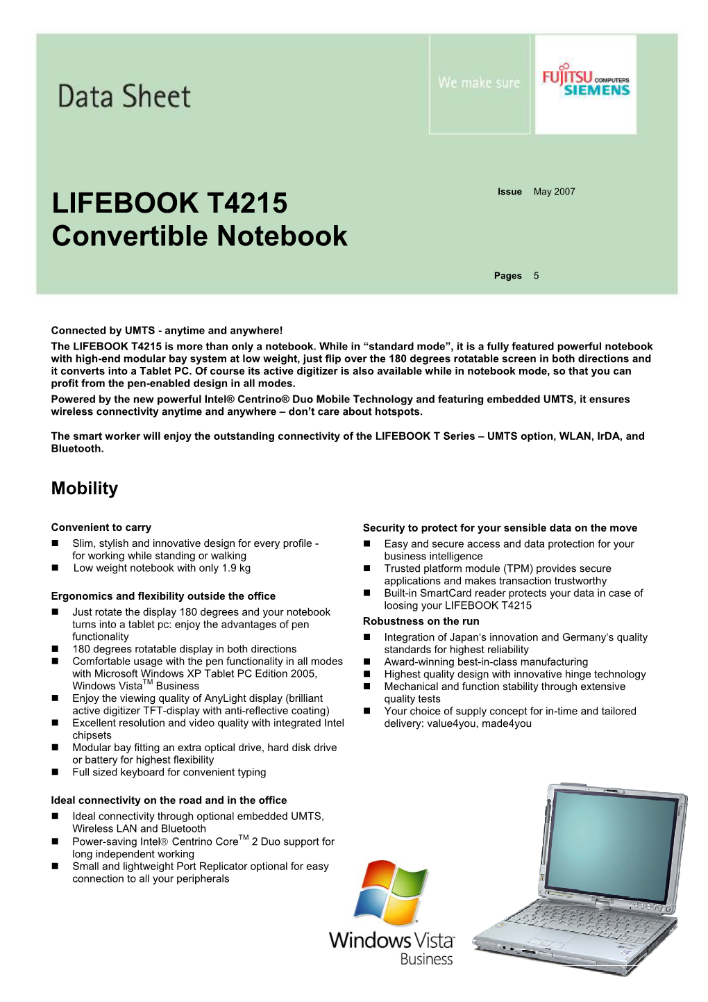 LIFEBOOK T4215 Convertible Notebook