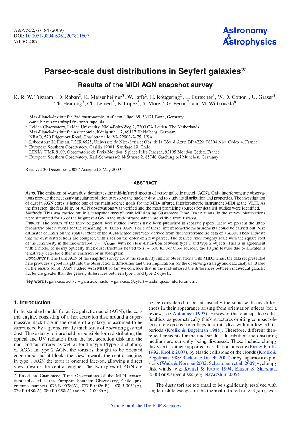 Parsec-Scale Dust Distributions in Seyfert Galaxies Results of the MIDI AGN Snapshot Survey