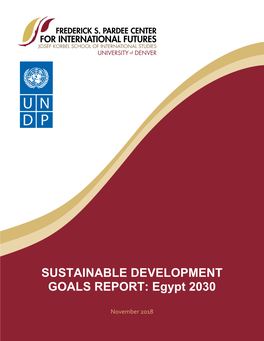 SUSTAINABLE DEVELOPMENT GOALS REPORT: Egypt 2030