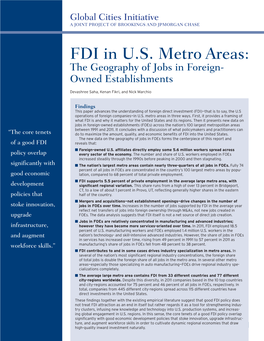 FDI in U.S. Metro Areas: the Geography of Jobs in Foreign- Owned Establishments