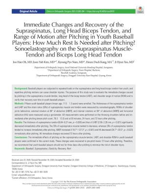 Immediate Changes and Recovery of the Supraspinatus, Long Head