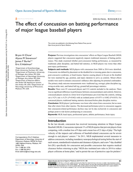 The Effect of Concussion on Batting Performance of Major League Baseball Players