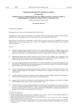 (EU) 2020/454 of 27 March 2020 Amending the Annex To