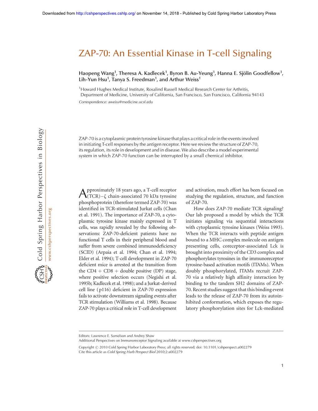 ZAP-70: an Essential Kinase in T-Cell Signaling