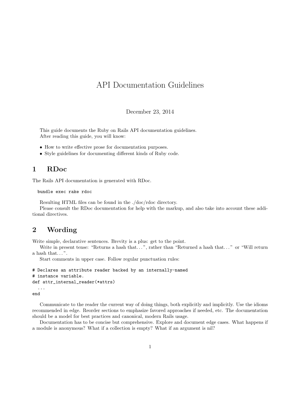 API Documentation Guidelines