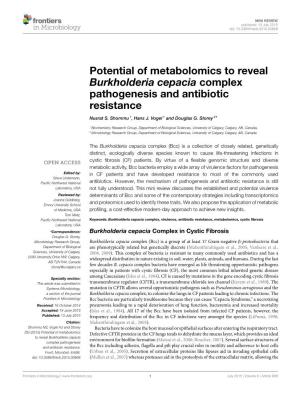 Potential of Metabolomics to Reveal Burkholderia Cepacia Complex Pathogenesis and Antibiotic Resistance