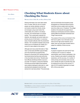 Checking What Students Know About Checking the News