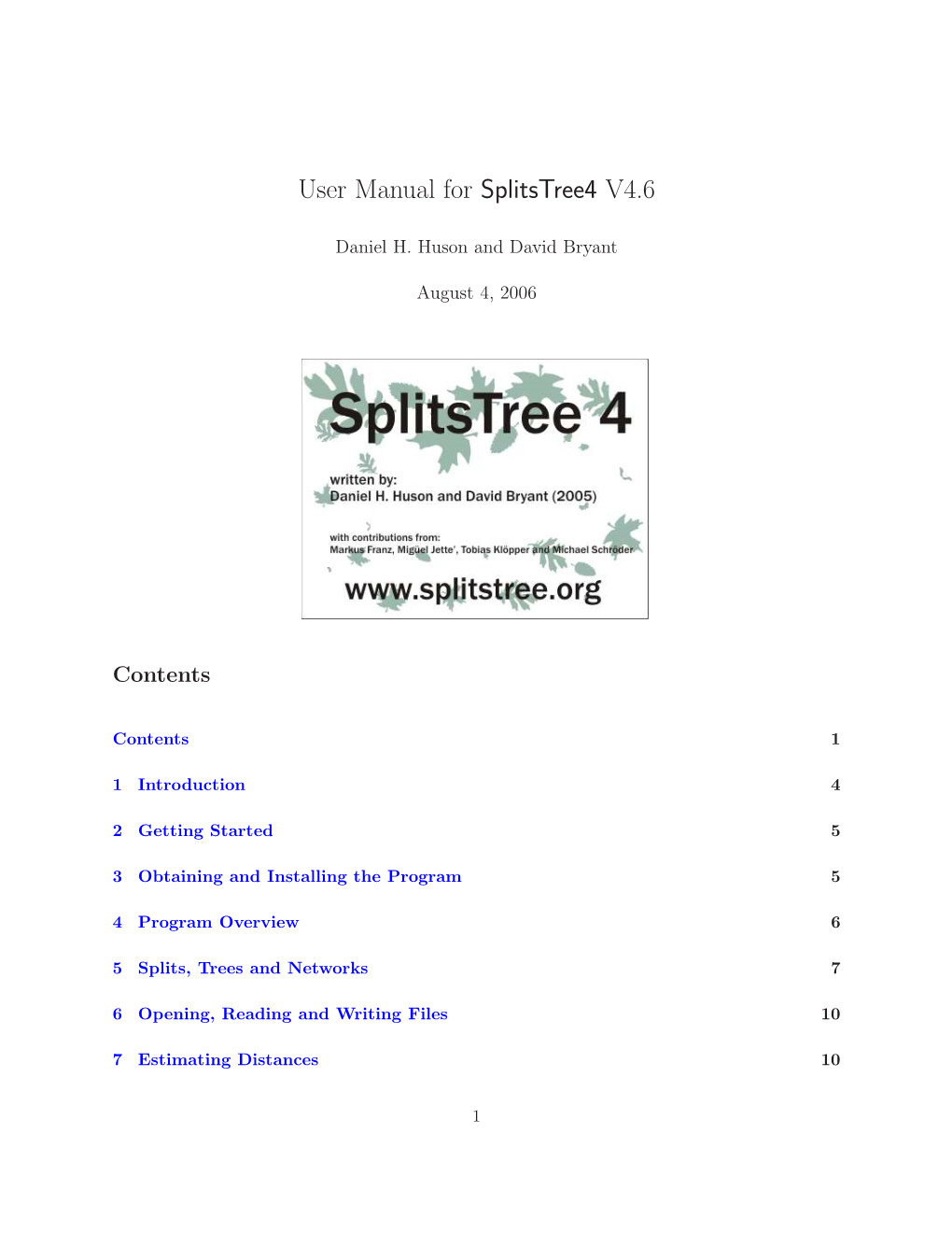 User Manual for Splitstree4 V4.6