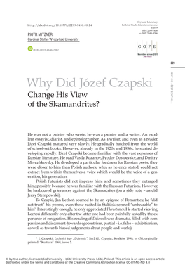 Why Did Józef Czapski