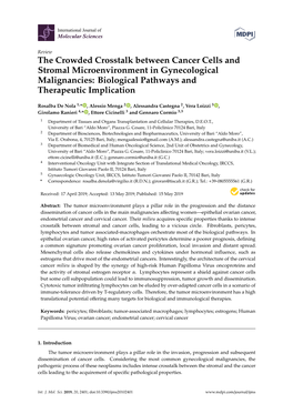 The Crowded Crosstalk Between Cancer Cells and Stromal Microenvironment in Gynecological Malignancies: Biological Pathways and Therapeutic Implication