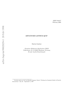 Arxiv:Hep-Lat/9802029V1 20 Feb 1998