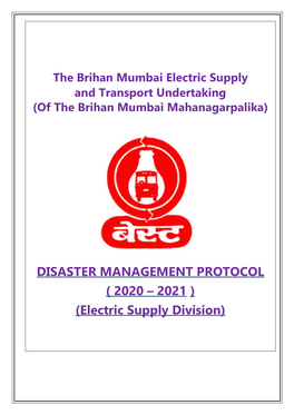 DISASTER MANAGEMENT PROTOCOL ( 2020 – 2021 ) (Electric Supply Division)