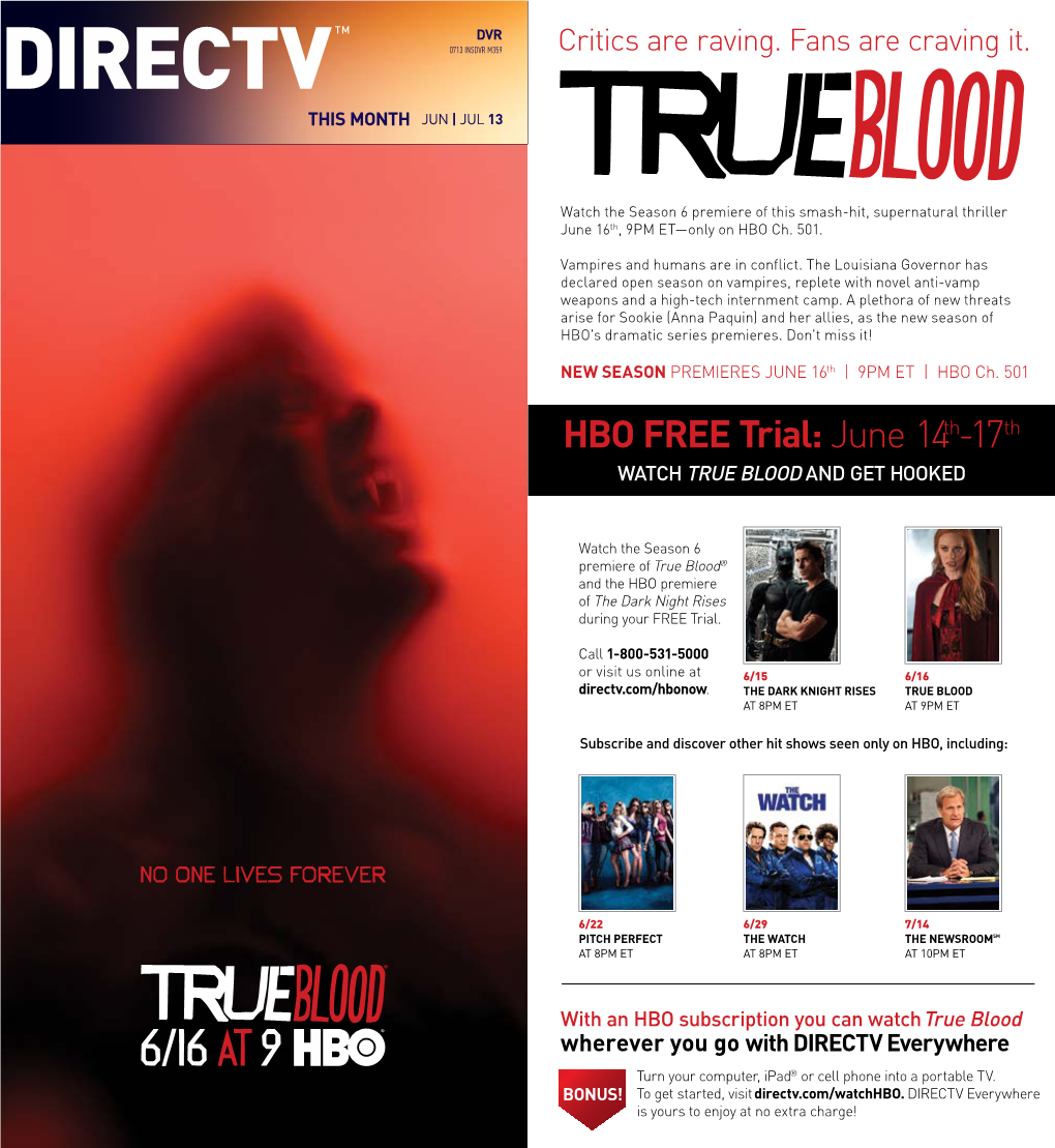 HBO FREE Trial: June 14Th-17 Th Watch True Blood and Get Hooked