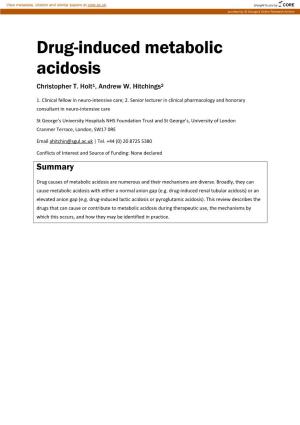 Drug-Induced Metabolic Acidosis Christopher T