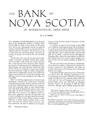 The Bank of Nova Scotia in Minneapolis, 1885-1892 [By] D.L.C