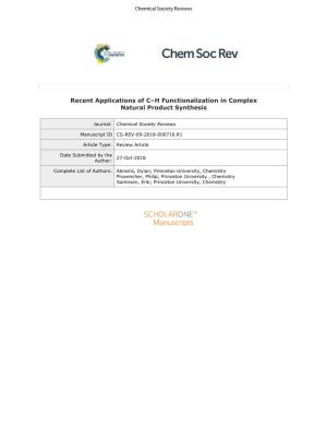 Recent Applications of C–H Functionalization in Complex Natural Product Synthesis