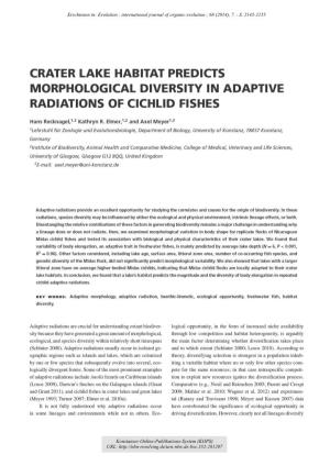 Crater Lake Habitat Predicts Morphological Diversity in Adaptive Radiations of Cichlid Fishes