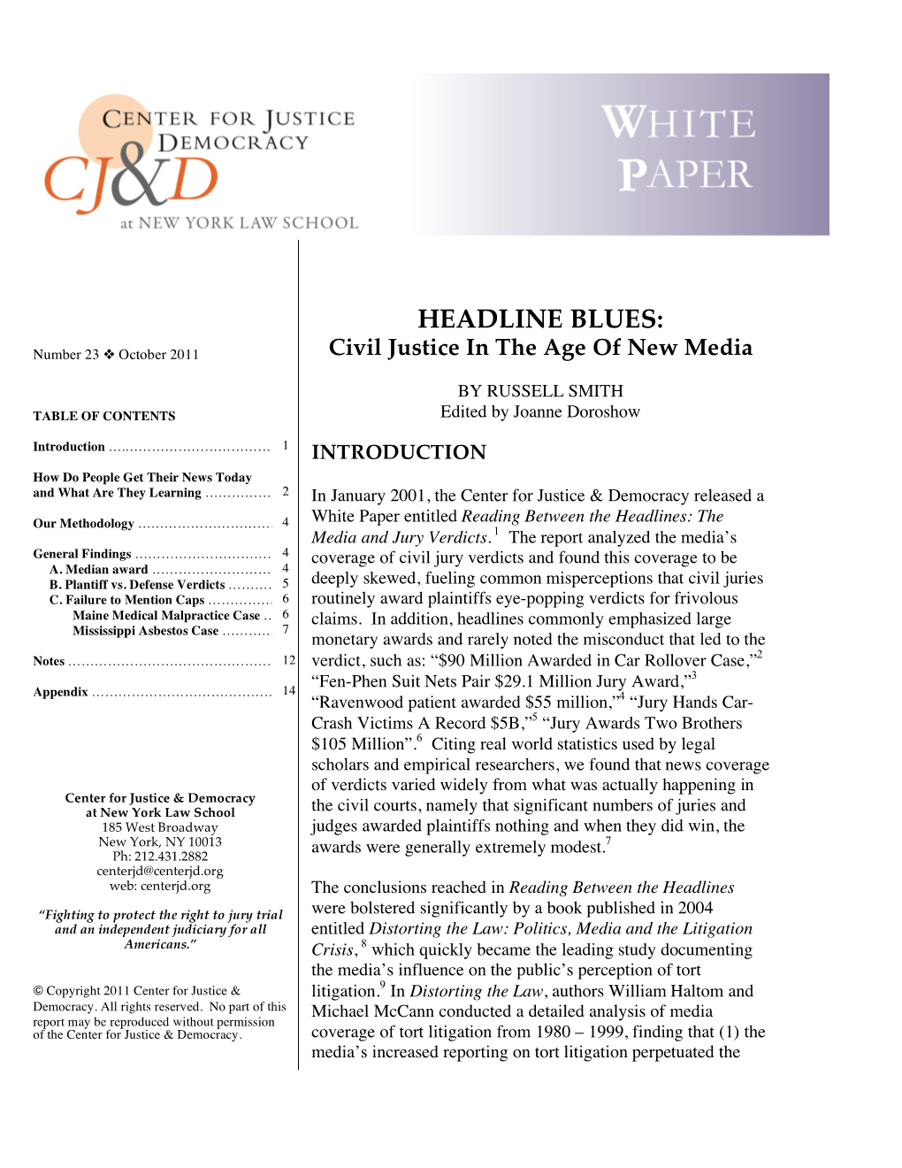 White Paper: Headline Blues