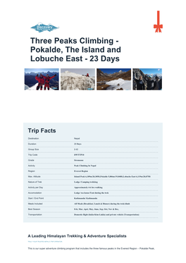 Three Peaks Climbing - Pokalde, the Island and Lobuche East - 23 Days