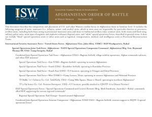 Afghanistan Order of Battle by Wesley Morgan December 2012