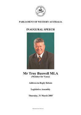 Mr Troy Buswell MLA (Member for Vasse)
