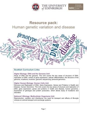 Human Genetic Variation and Disease